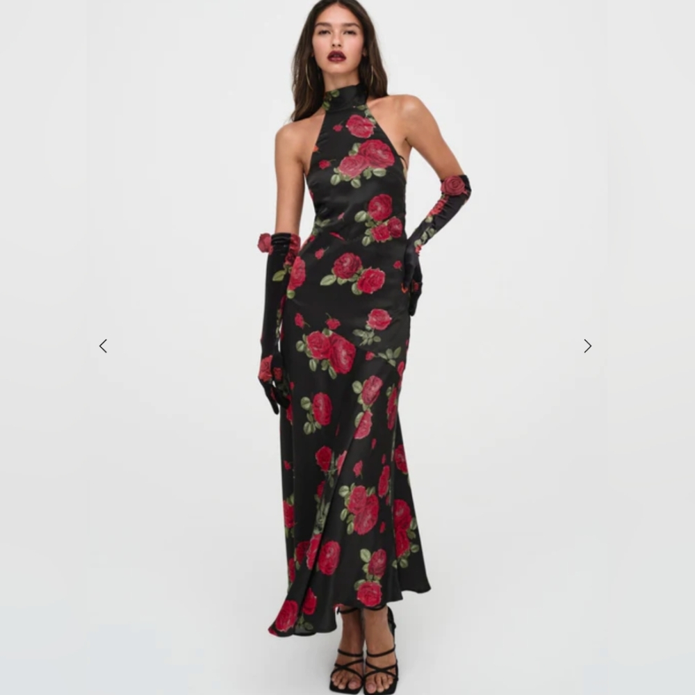 For Love and Lemons Rose Print Evening Dress